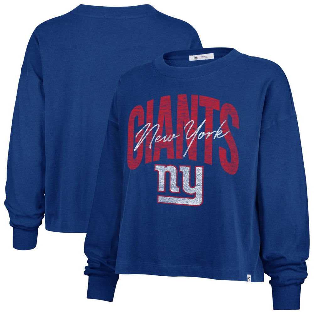 New York Giants '47 Women's Muse Sydney Long Sleeve Cropped T-Shirt Royal - 47 brand