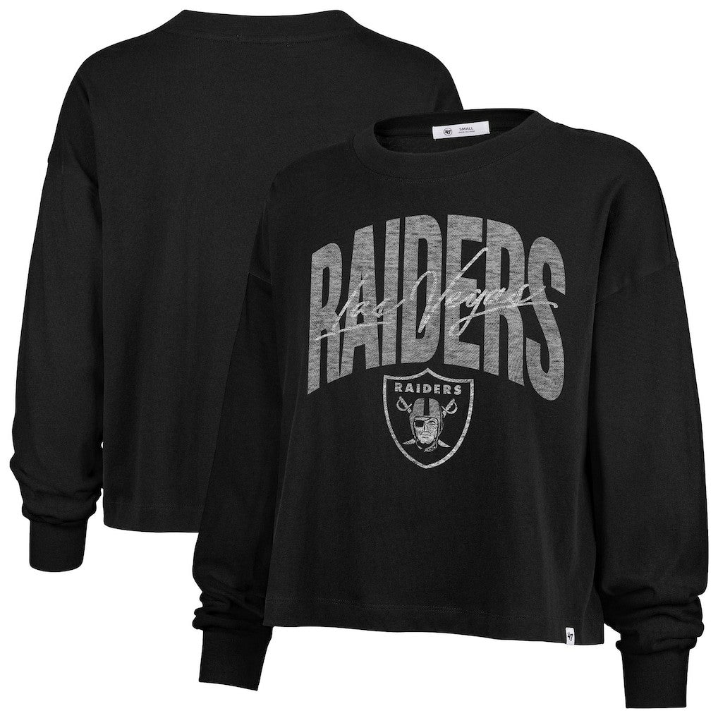 Las Vegas Raiders '47 Women's Muse Sydney Long Sleeve Cropped T-Shirt Black - 47 brand