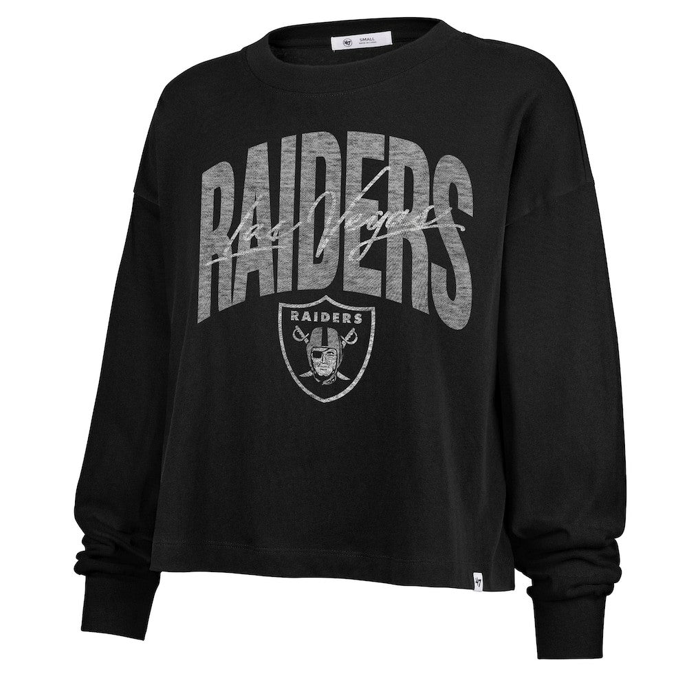 Las Vegas Raiders '47 Women's Muse Sydney Long Sleeve Cropped T-Shirt Black - 47 brand