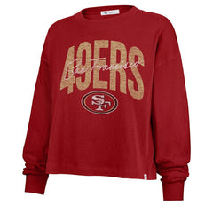 San Francisco 49ers '47 Women's Muse Sydney Long Sleeve Cropped T-Shirt Scarlet - 47 brand