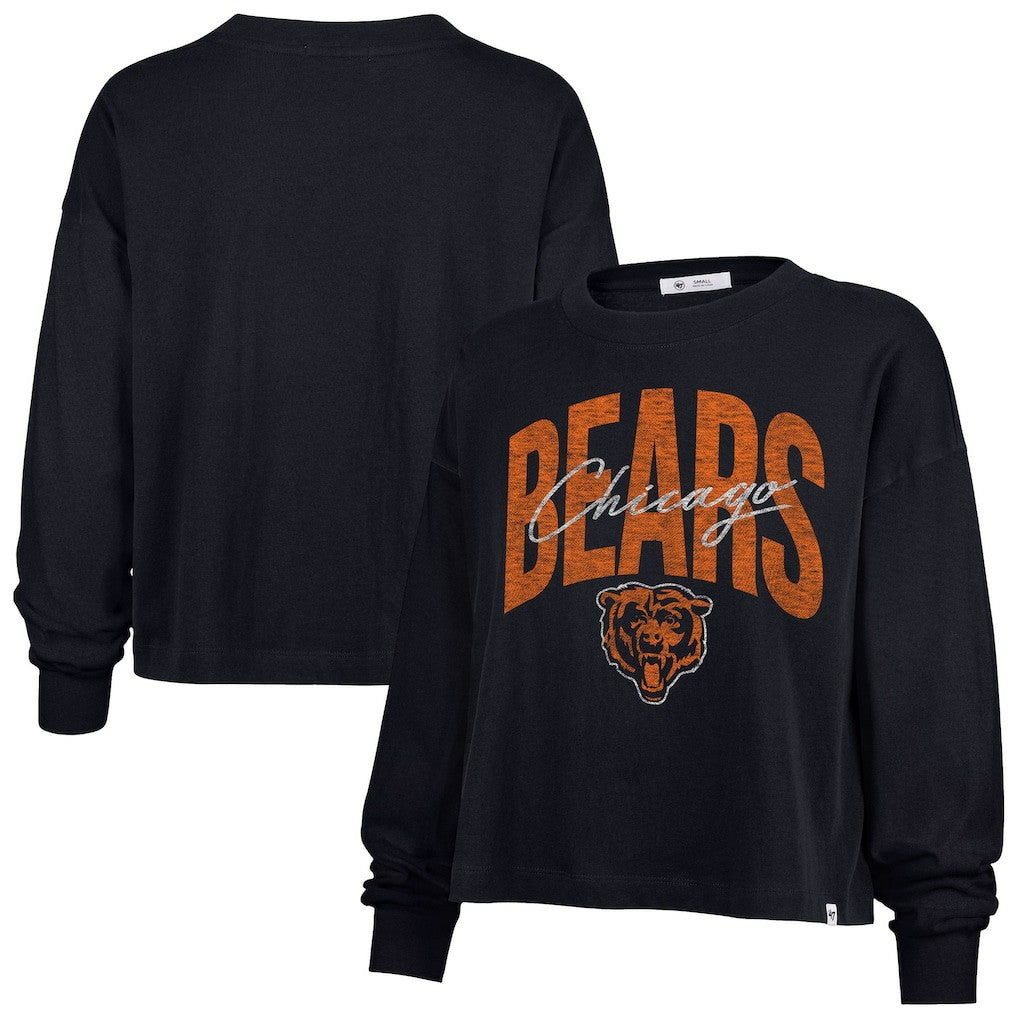 Chicago Bears '47 Women's Muse Sydney Long Sleeve Cropped T-Shirt Navy - 47 brand