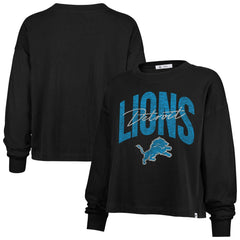 Detroit Lions '47 Women's Muse Sydney Long Sleeve Cropped T-Shirt Black - 47 brand