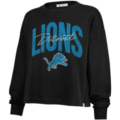 Detroit Lions '47 Women's Muse Sydney Long Sleeve Cropped T-Shirt Black - 47 brand