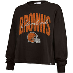 Cleveland Browns '47 Women's Muse Sydney Long Sleeve Cropped T-Shirt Brown - 47 brand