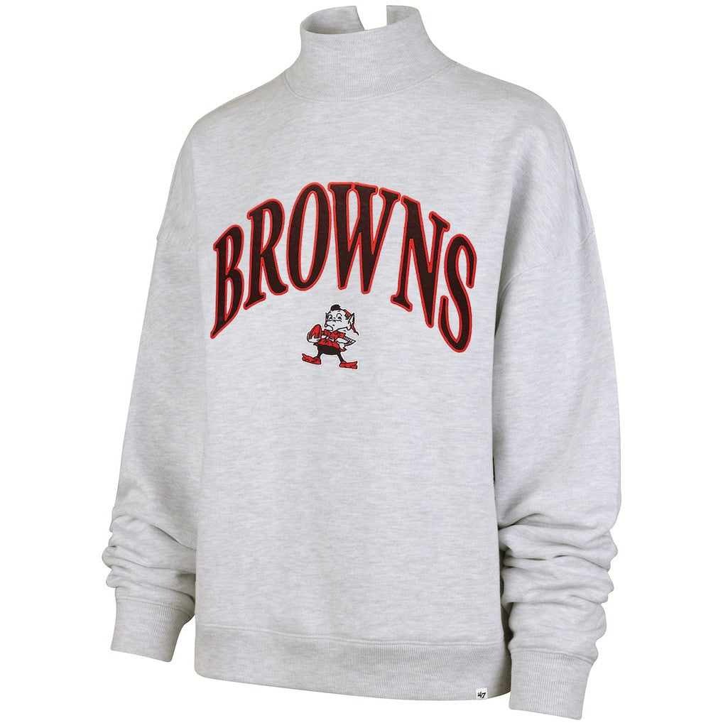 Cleveland Browns '47 Women's Vantage Mock Neck Pullover Sweatshirt Heather Gray - 47 brand