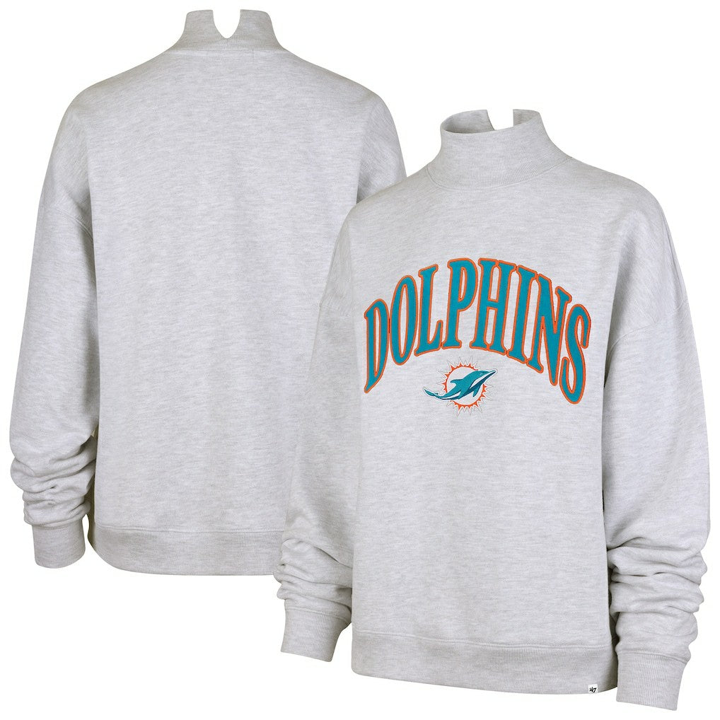Miami Dolphins '47 Women's Vantage Mock Neck Pullover Sweatshirt Heather Gray - 47 brand