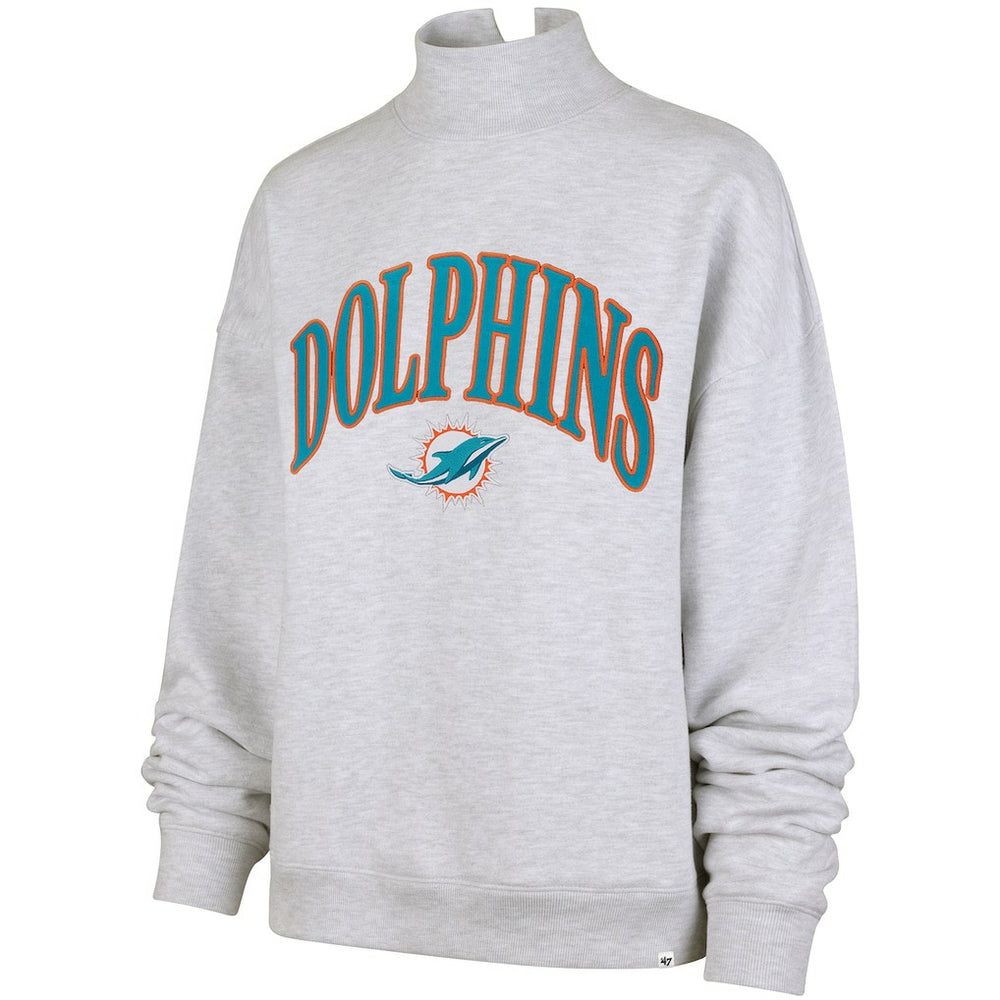Miami Dolphins '47 Women's Vantage Mock Neck Pullover Sweatshirt Heather Gray - 47 brand