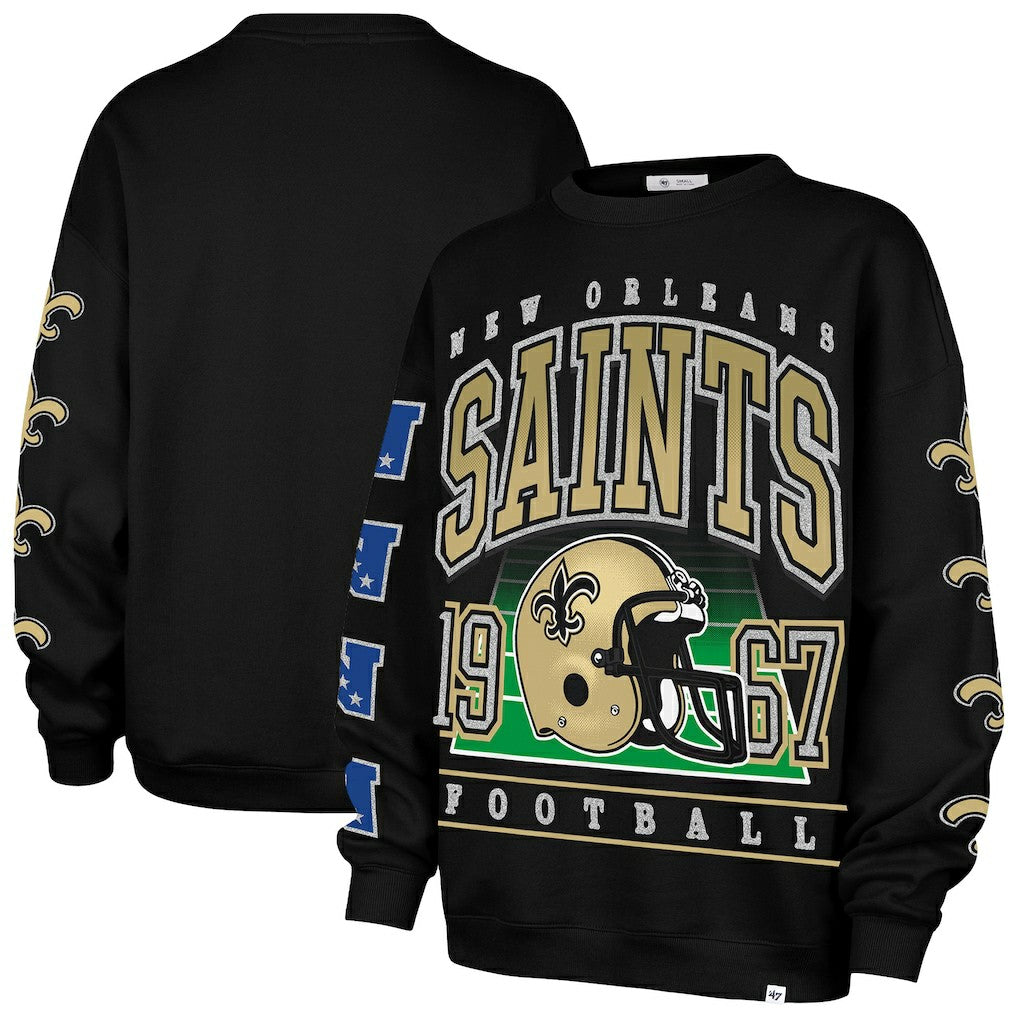 New Orleans Saints '47 Women's Go Big Oversized Pullover Sweatshirt Black - 47 brand