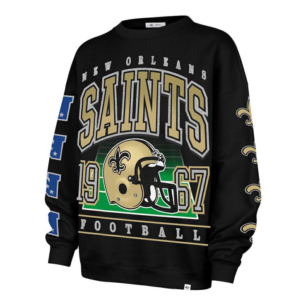 New Orleans Saints '47 Women's Go Big Oversized Pullover Sweatshirt Black - 47 brand