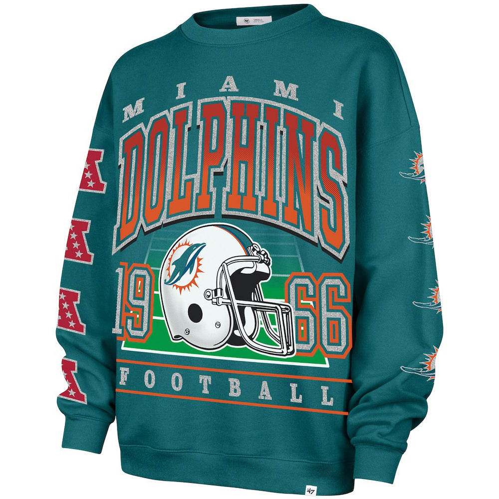 Miami Dolphins '47 Women's Go Big Oversized Pullover Sweatshirt Aqua - 47 brand