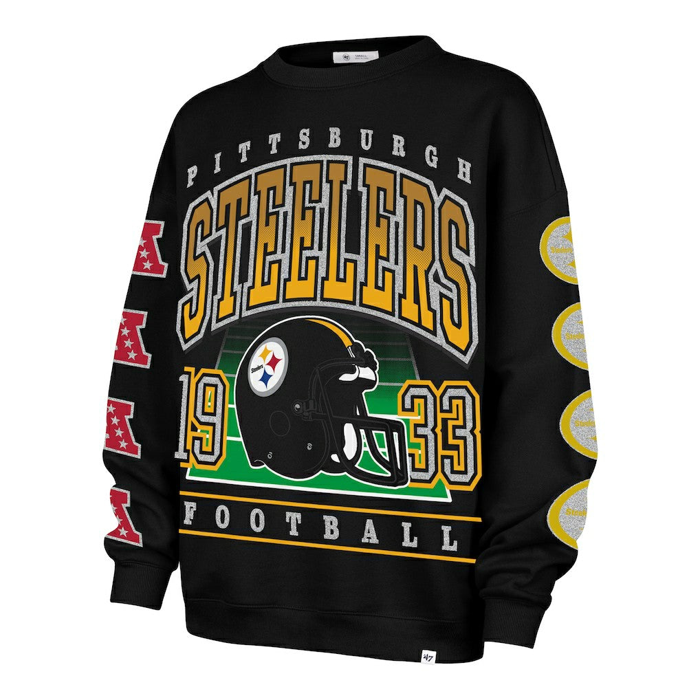 Pittsburgh Steelers '47 Women's Go Big Oversized Pullover Sweatshirt Black - 47 brand