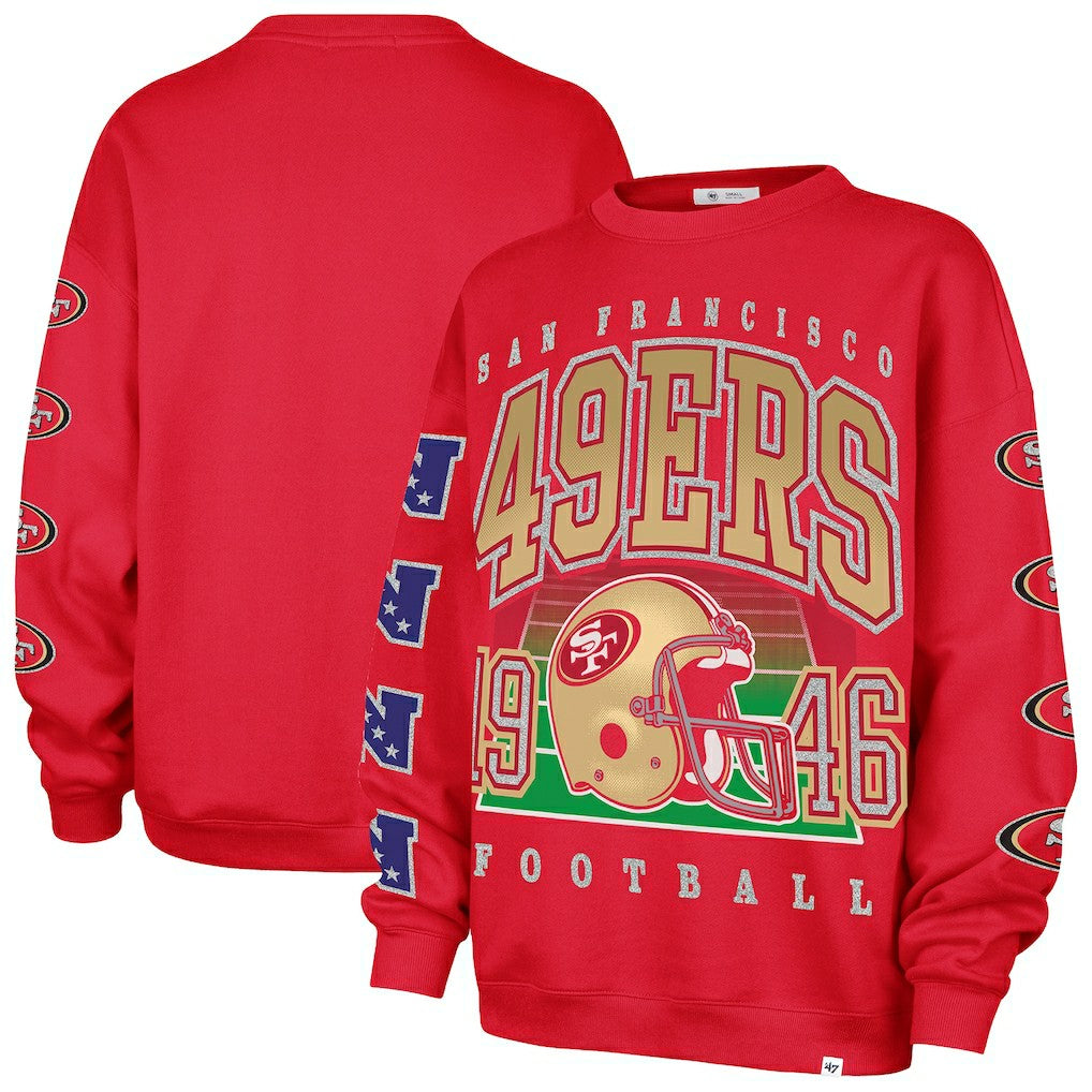 San Francisco 49ers '47 Women's Go Big Oversized Pullover Sweatshirt Scarlet - 47 brand
