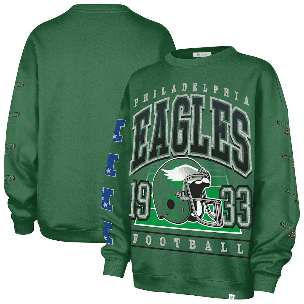 Philadelphia Eagles '47 Women's Go Big Oversized Pullover Sweatshirt Kelly Green - 47 brand