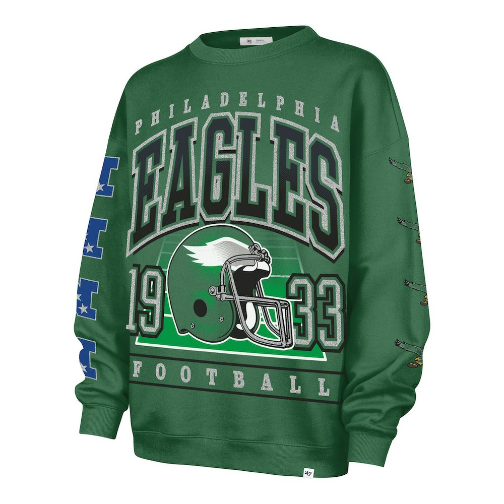 Philadelphia Eagles '47 Women's Go Big Oversized Pullover Sweatshirt Kelly Green - 47 brand