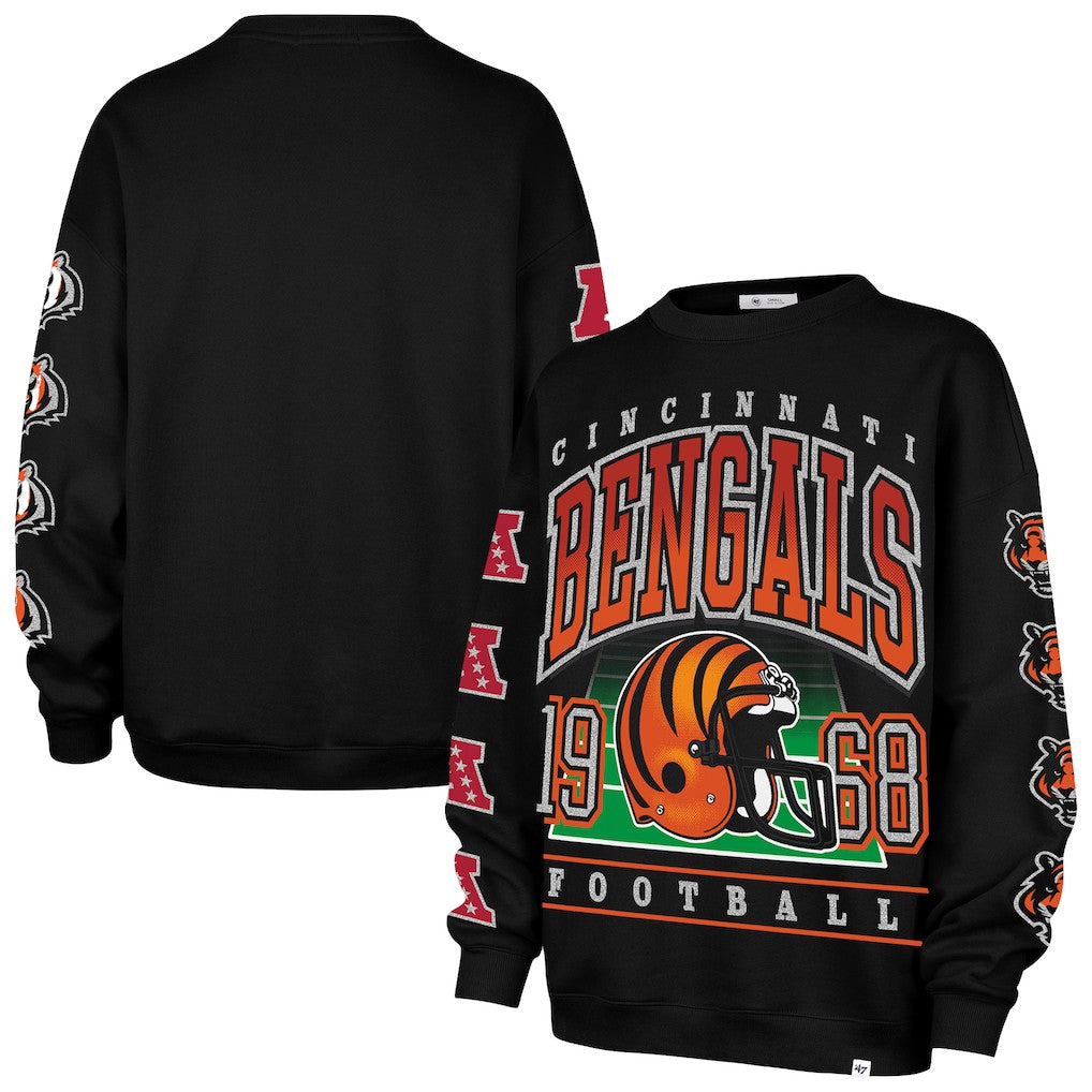 Cincinnati Bengals '47 Women's Go Big Oversized Pullover Sweatshirt Black - 47 brand