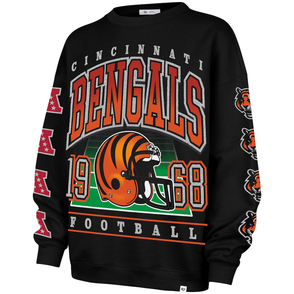 Cincinnati Bengals '47 Women's Go Big Oversized Pullover Sweatshirt Black - 47 brand