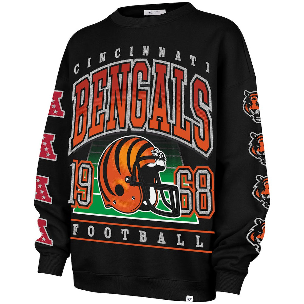 Cincinnati Bengals '47 Women's Go Big Oversized Pullover Sweatshirt Black - 47 brand