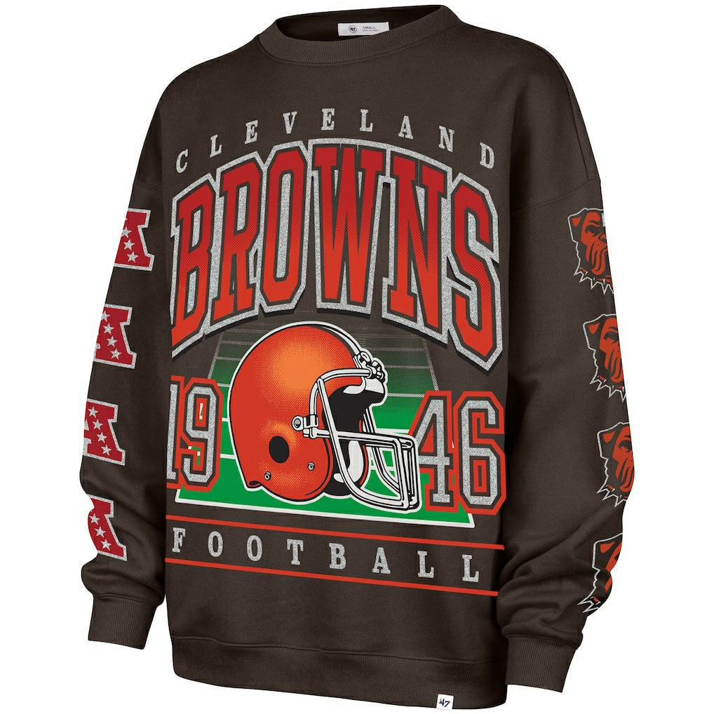 Cleveland Browns '47 Women's Go Big Oversized Pullover Sweatshirt Brown - 47 brand