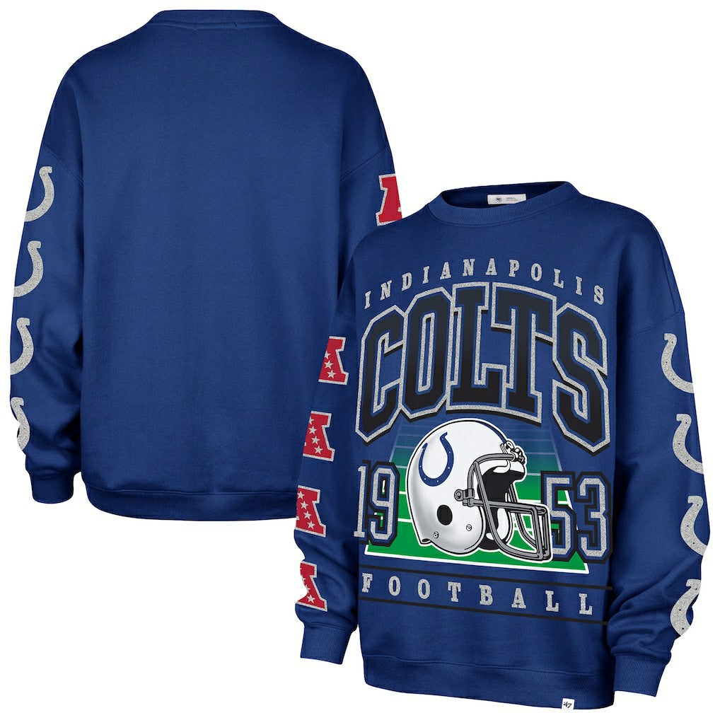 Indianapolis Colts '47 Women's Go Big Oversized Pullover Sweatshirt Royal - 47 brand