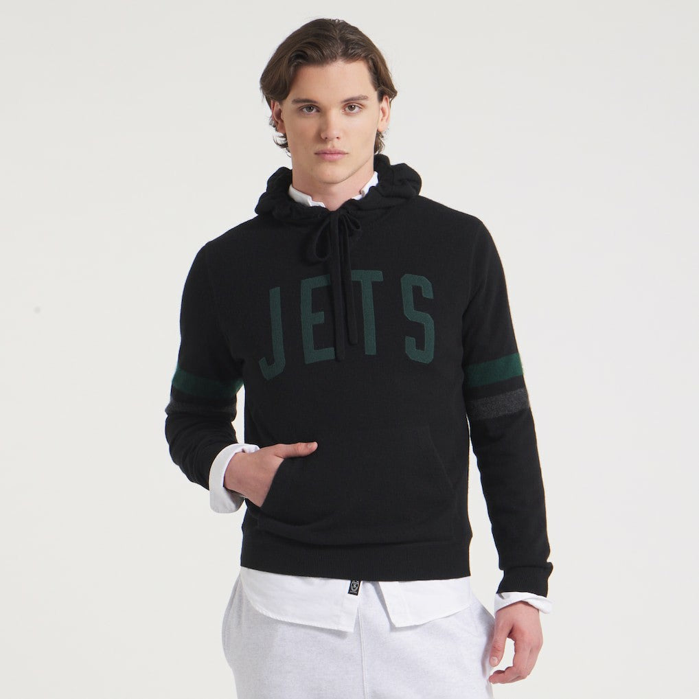 New York Jets x Todd Snyder Cashmere Hoodie Sweater Heather Black - NFL