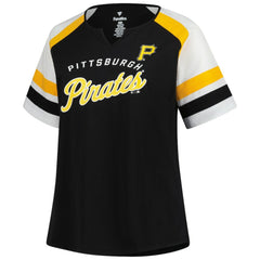 Pittsburgh Pirates Profile Women's Plus Sized Arched Notch Neck T-Shirt Sale