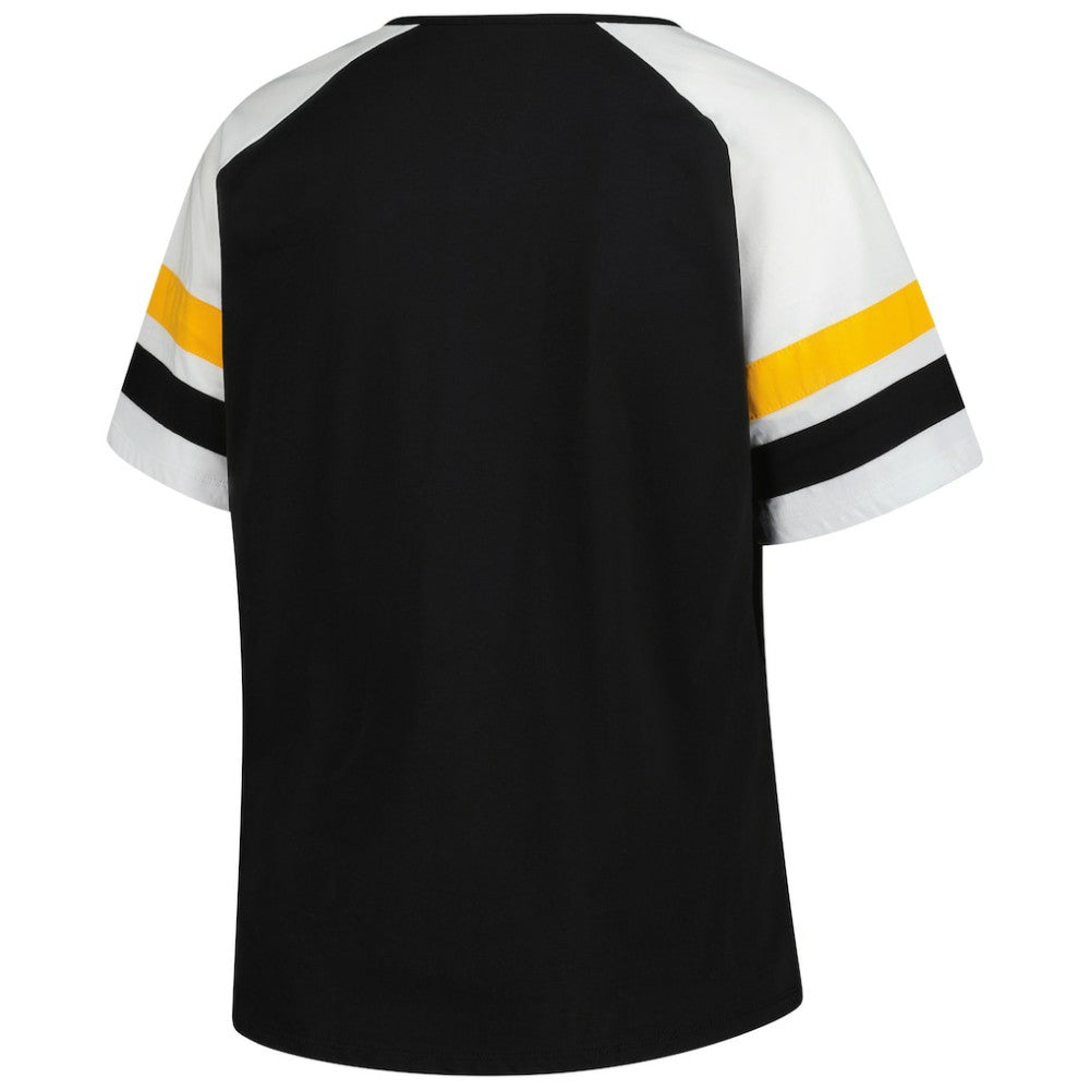 Pittsburgh Pirates Profile Women's Plus Sized Arched Notch Neck T-Shirt Sale