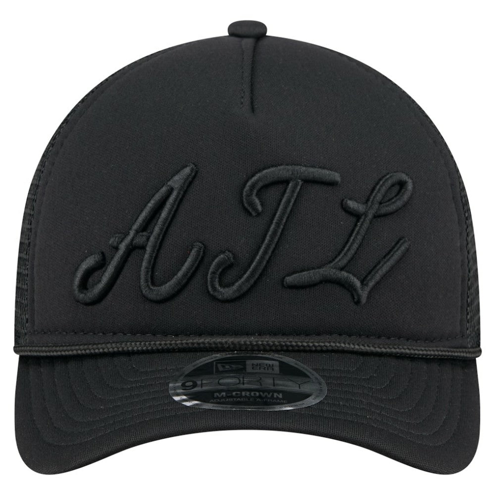 Atlanta Braves New Era City Initial 9FORTY A-Frame M-Crown Adjustable Trucker Hat Lifestyle