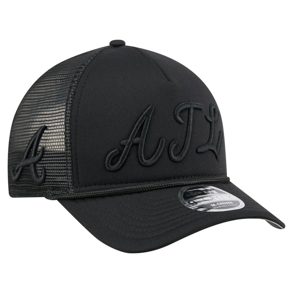 Atlanta Braves New Era City Initial 9FORTY A-Frame M-Crown Adjustable Trucker Hat Lifestyle
