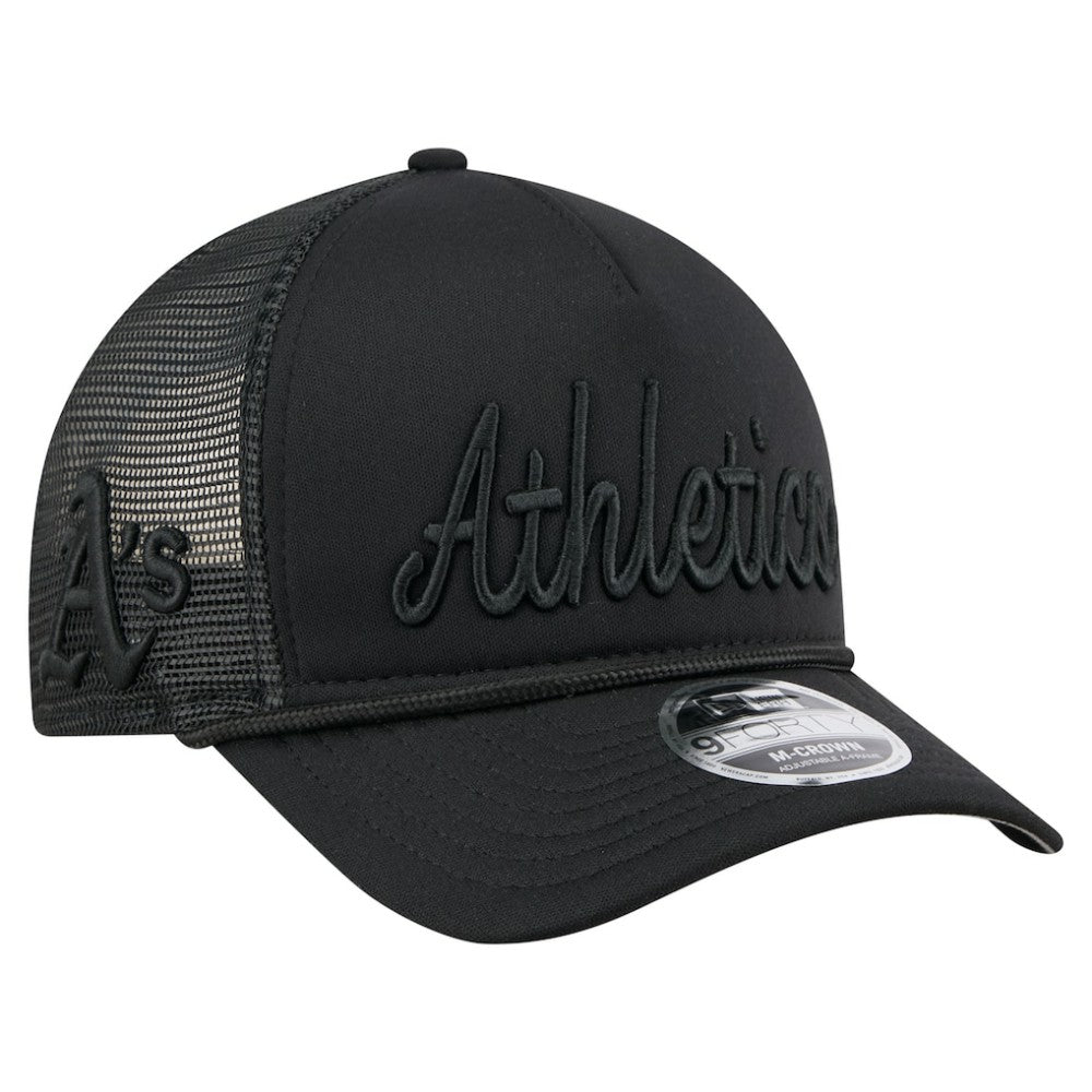 Athletics New Era City Initial 9FORTY A-Frame M-Crown Adjustable Trucker Hat Lifestyle