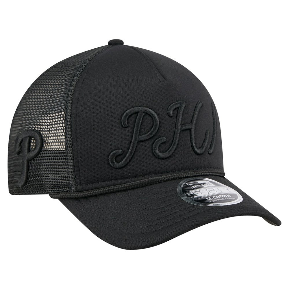 Philadelphia Phillies New Era City Initial 9FORTY A-Frame M-Crown Adjustable Trucker Hat Lifestyle