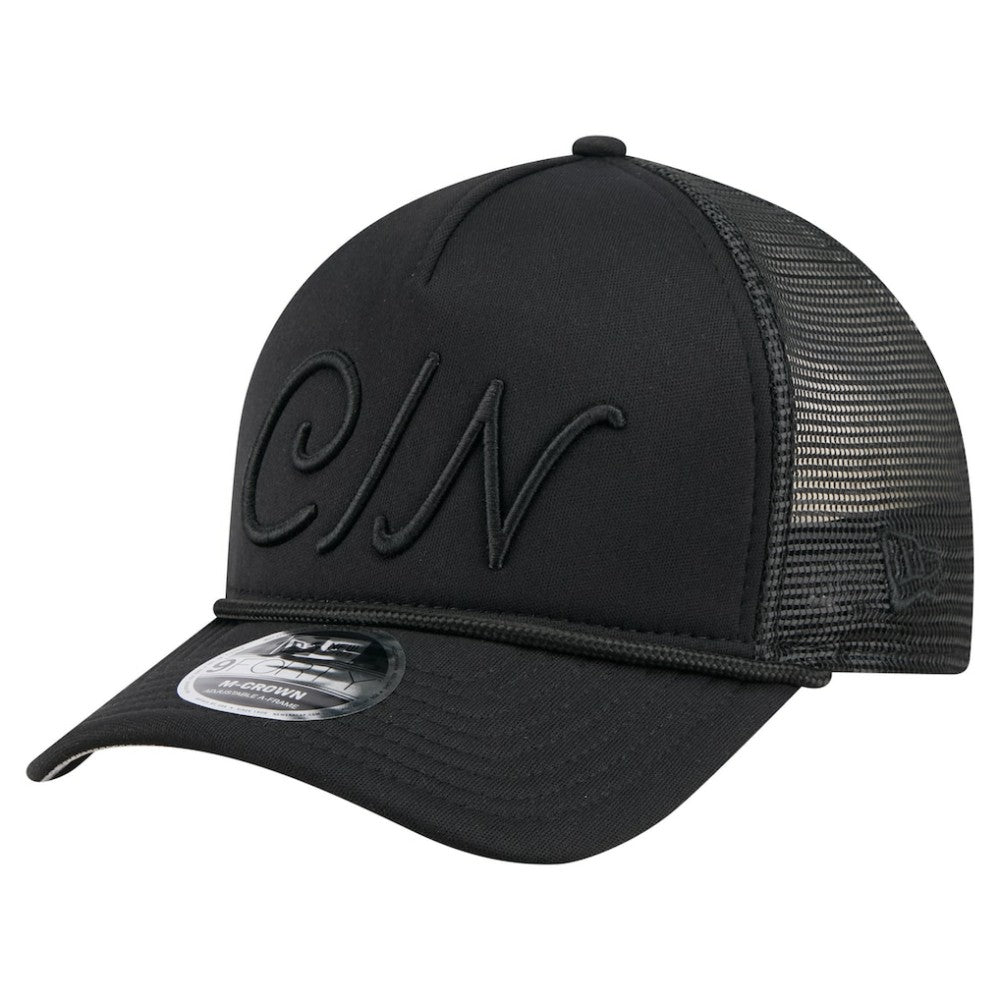 Cincinnati Reds New Era City Initial 9FORTY A-Frame M-Crown Adjustable Trucker Hat Lifestyle