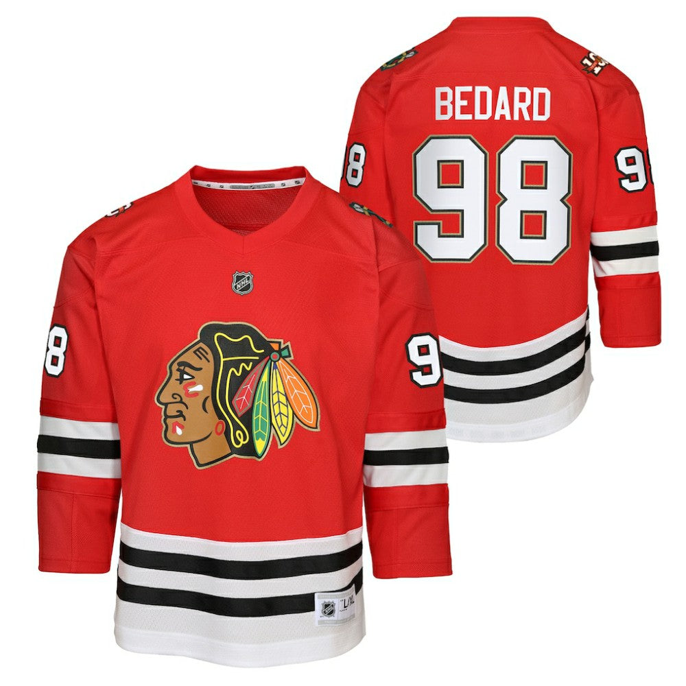 Connor Bedard Chicago Blackhawks Youth Home Centennial Premier Jersey - Red | NHL Jerseys