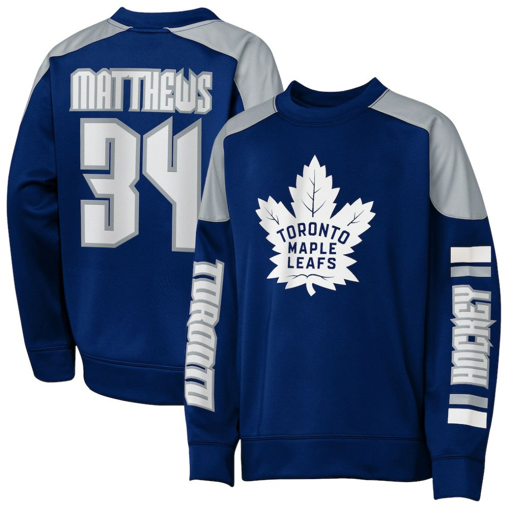 Auston Matthews Toronto Maple Leafs - Outerstuff Youth Best Defense Name & Number Crewneck Sweatshirt Blue