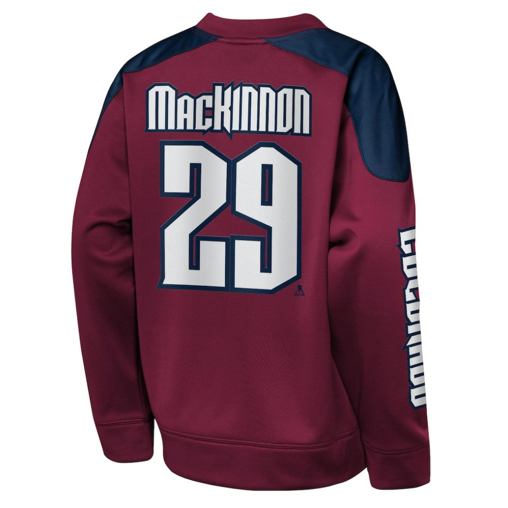 Nathan MacKinnon Colorado Avalanche - Outerstuff Youth Best Defense Name & Number Crewneck Sweatshirt Burgundy