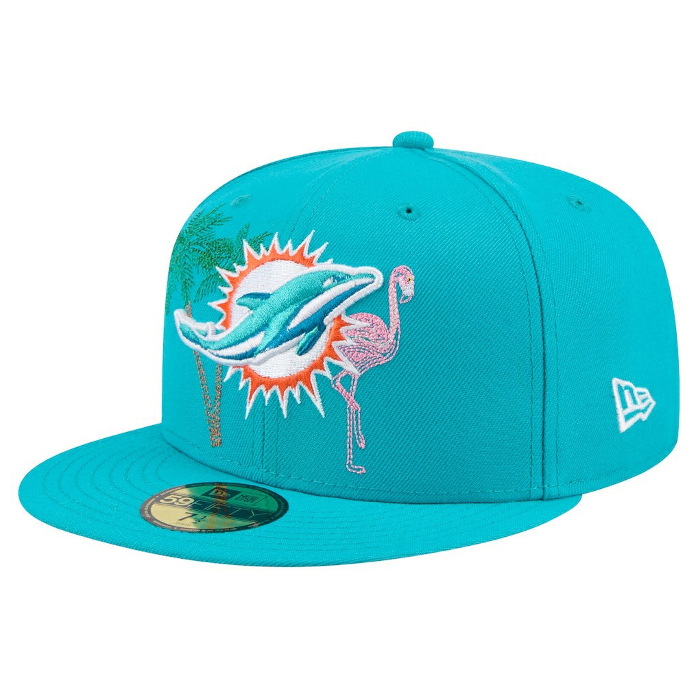 Miami Dolphins New Era State Stitch 59FIFTY Fitted Hat Aqua - NFL