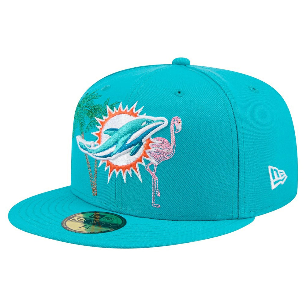 Miami Dolphins New Era State Stitch 59FIFTY Fitted Hat Aqua - NFL
