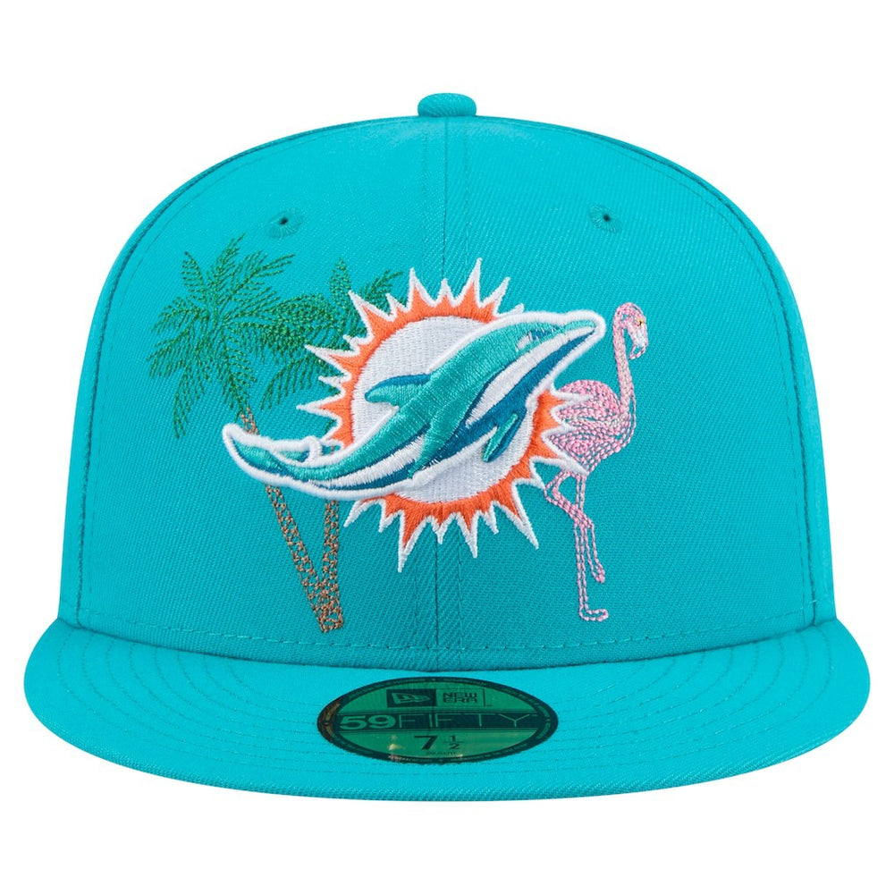 Miami Dolphins New Era State Stitch 59FIFTY Fitted Hat Aqua - NFL