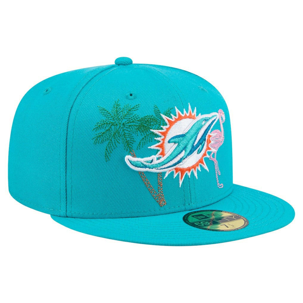 Miami Dolphins New Era State Stitch 59FIFTY Fitted Hat Aqua - NFL