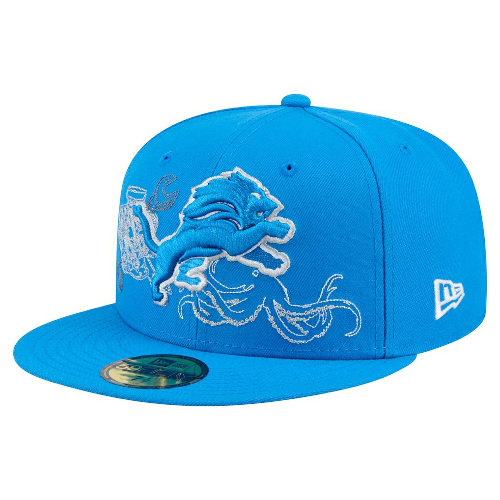 Detroit Lions New Era State Stitch 59FIFTY Fitted Hat Blue - NFL