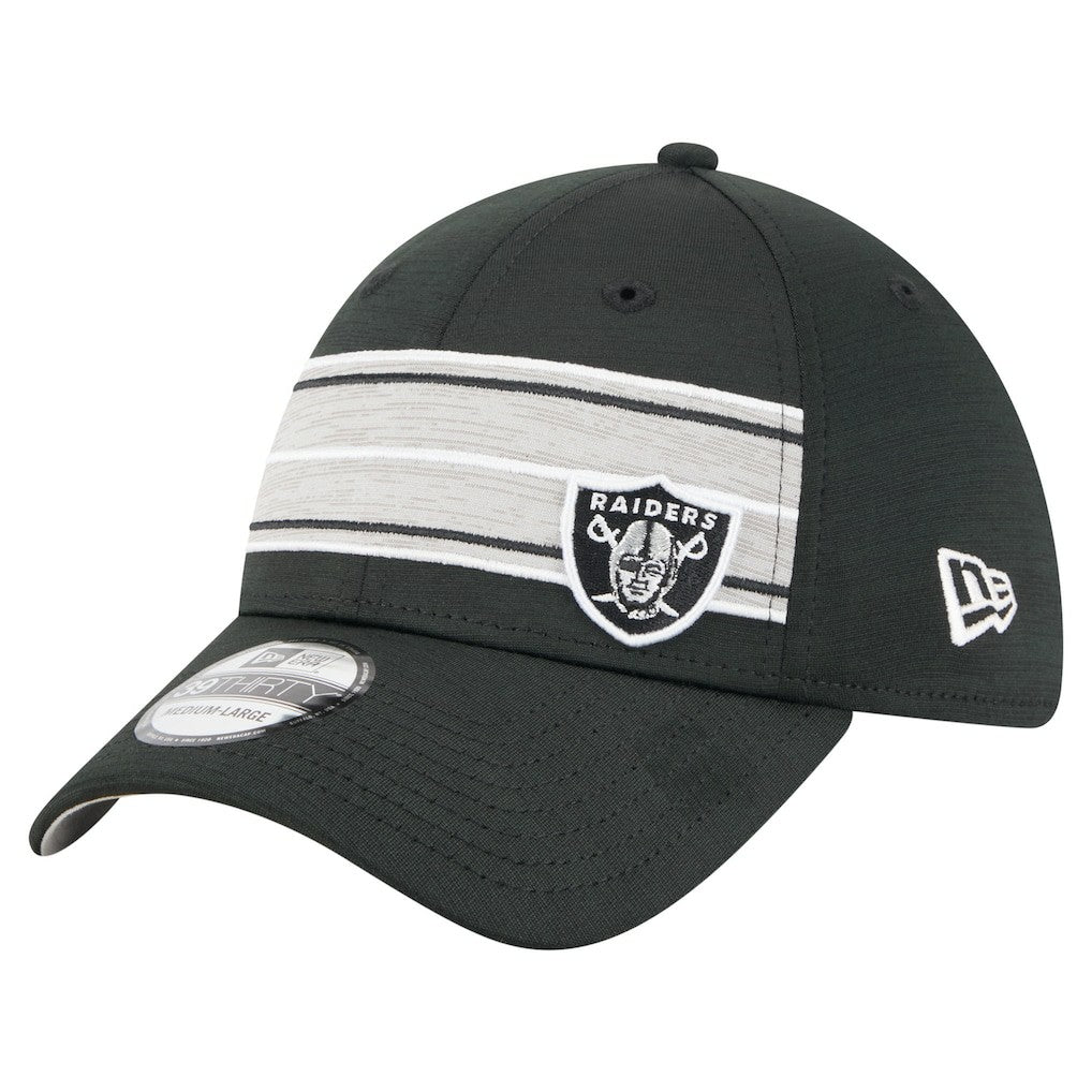 Las Vegas Raiders New Era Stripes 39THIRTY Flex Hat Black - NFL