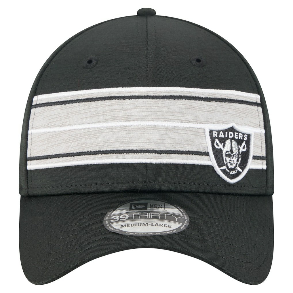 Las Vegas Raiders New Era Stripes 39THIRTY Flex Hat Black - NFL