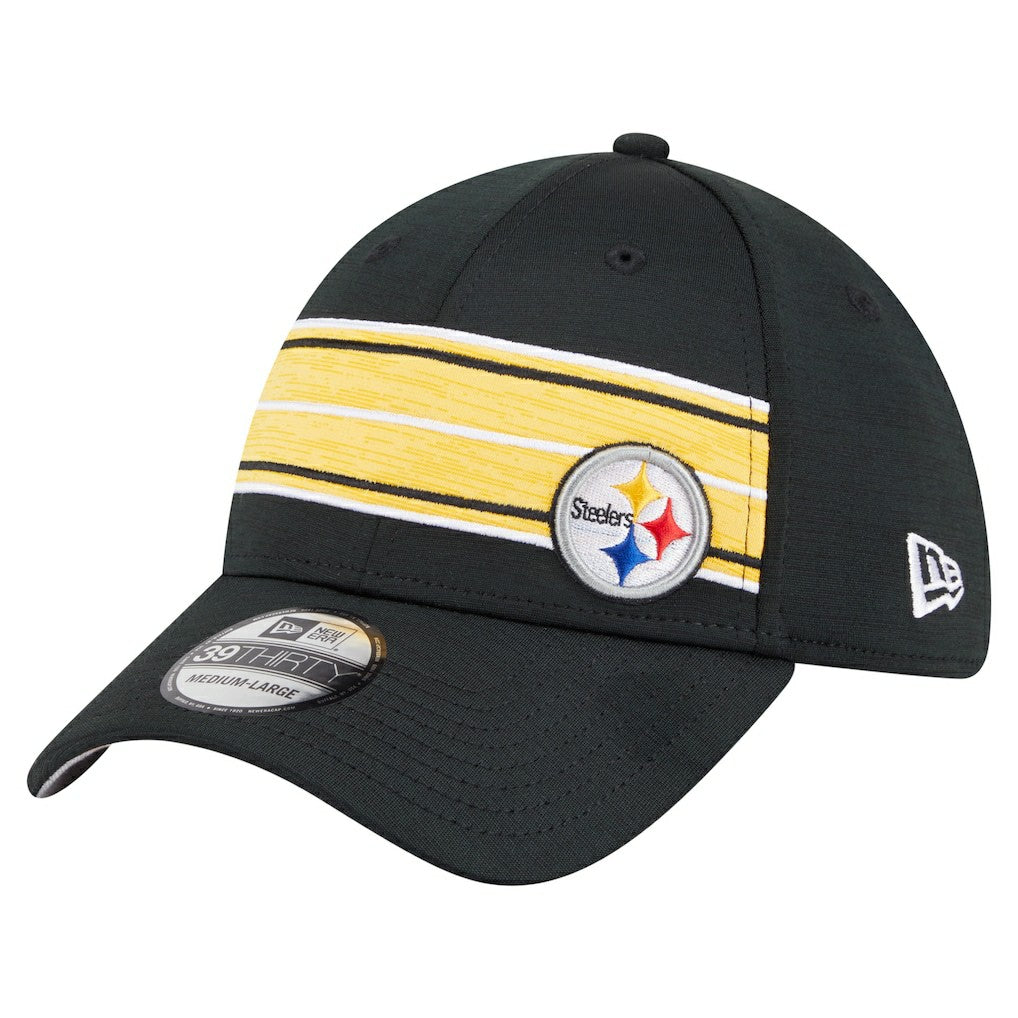 Pittsburgh Steelers New Era Stripes 39THIRTY Flex Hat Black - NFL