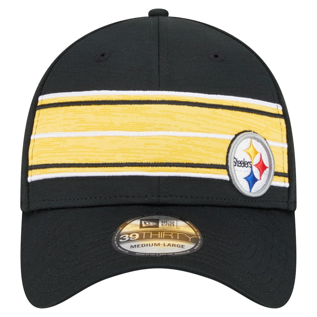 Pittsburgh Steelers New Era Stripes 39THIRTY Flex Hat Black - NFL