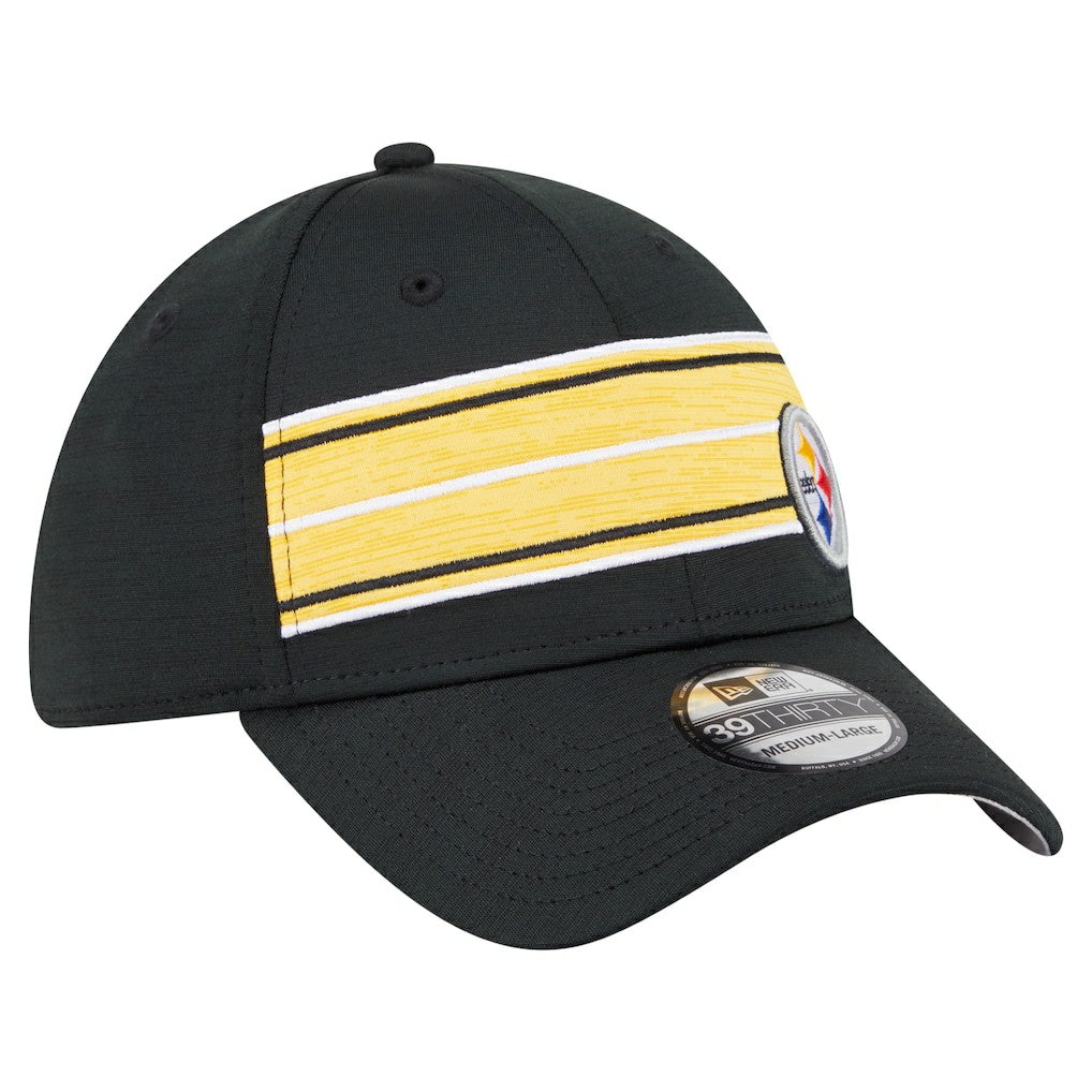 Pittsburgh Steelers New Era Stripes 39THIRTY Flex Hat Black - NFL