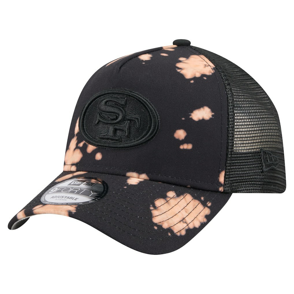 San Francisco 49ers New Era Bleached 9FORTY A-Frame Adjustable Hat Black - NFL