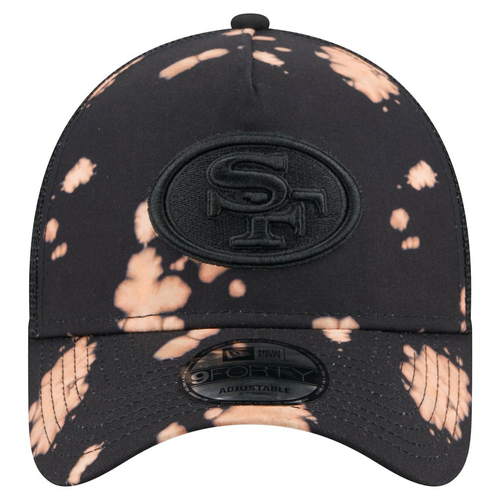 San Francisco 49ers New Era Bleached 9FORTY A-Frame Adjustable Hat Black - NFL