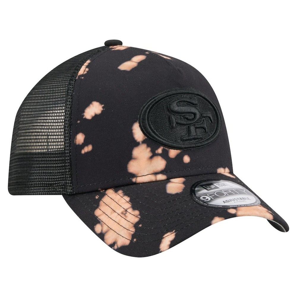 San Francisco 49ers New Era Bleached 9FORTY A-Frame Adjustable Hat Black - NFL