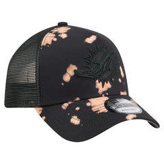 Miami Dolphins New Era Bleached 9FORTY A-Frame Adjustable Hat Black - NFL