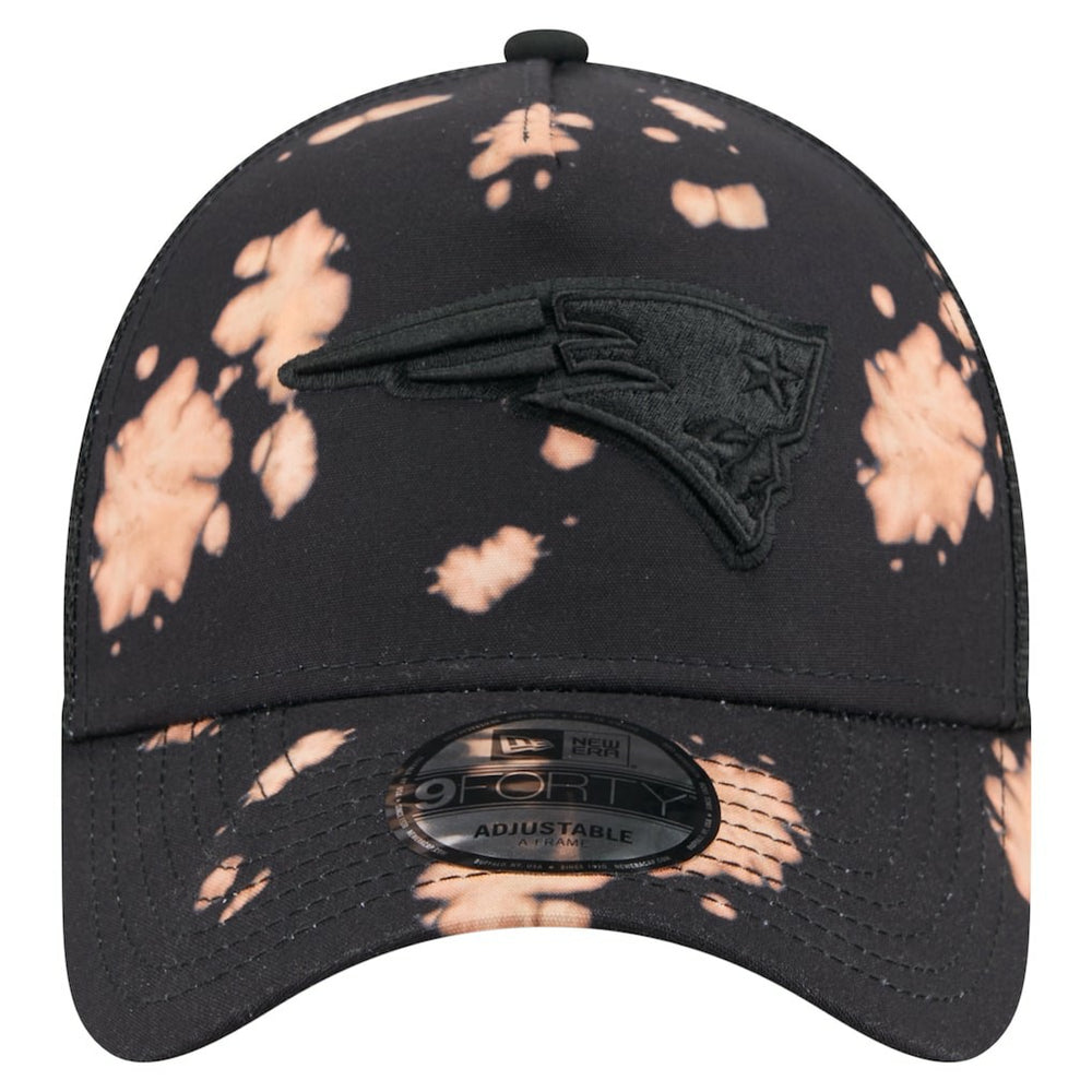 New England Patriots New Era Bleached 9FORTY A-Frame Adjustable Hat Black - NFL