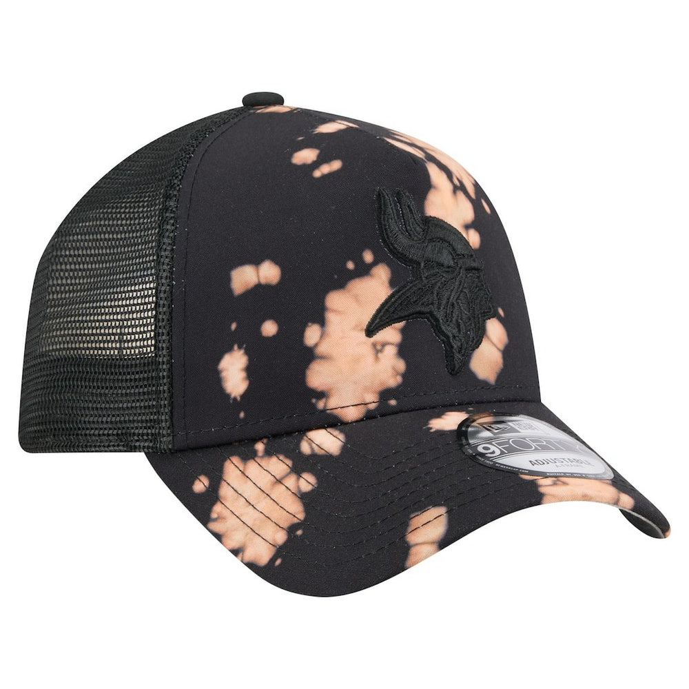 Minnesota Vikings New Era Bleached A-Frame 9FORTY Trucker Adjustable Hat Black - NFL
